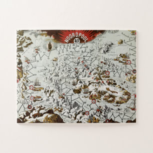 Vintager Nordpol Alte Antiquitätenkarte Welt Puzzle