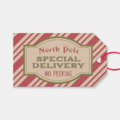 Vintager Nordpol Lieferung Weihnachtsgeschenke Geschenkanhänger (Vorderseite (Horizontal))