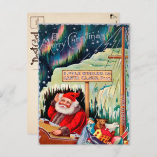 Vintager Nordpol Weihnachtskarte Postkarte