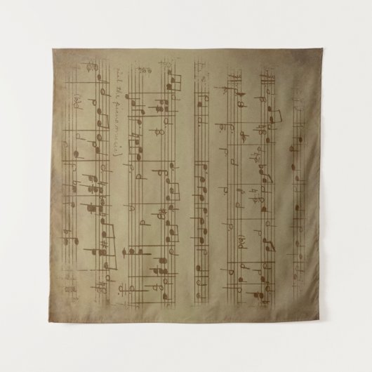 Vintager Notenhintergrund Wandteppich (Vorderseite (Horizontal))