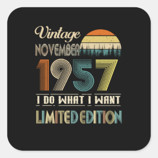 Vintager November 1957 Was ich Wollte Limited Edit Quadratischer Aufkleber
