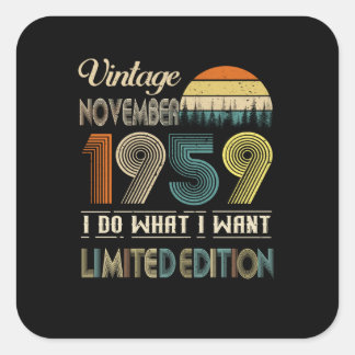 Vintager November 1959 Was ich Wollte Limited Edit Quadratischer Aufkleber