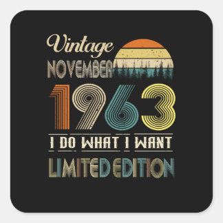 Vintager November 1963 Was ich Wollte Limited Edit Quadratischer Aufkleber