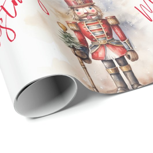 Vintager Nutcracker & Frohe Weihnachten Geschenkpapier (Rolleneckpunkt)