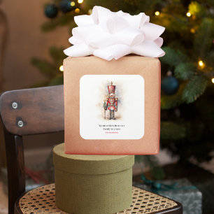 Vintager Nutcracker & Frohe Weihnachten Quadratischer Aufkleber