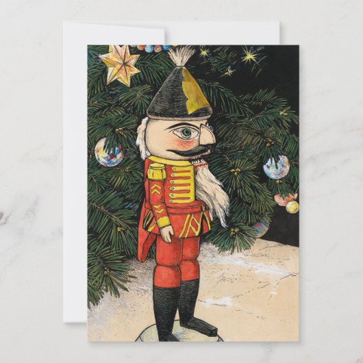 Vintager Nutcracker unter Weihnachtsbaum Einladung (Vorderseite)