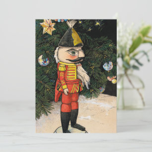 Vintager Nutcracker unter Weihnachtsbaum Einladung