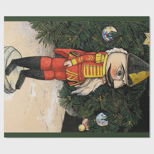 Vintager Nutcracker unter Weihnachtsbaum Geschenkpapier (Flach)