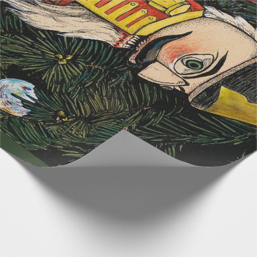 Vintager Nutcracker unter Weihnachtsbaum Geschenkpapier (Ecke)