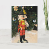 Vintager Nutcracker unter Weihnachtsbaum Karte (Vorderseite)