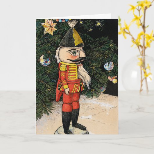 Vintager Nutcracker unter Weihnachtsbaum Karte (Gelbe Blume)