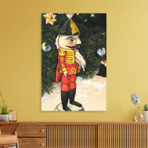 Vintager Nutcracker unter Weihnachtsbaum Leinwanddruck