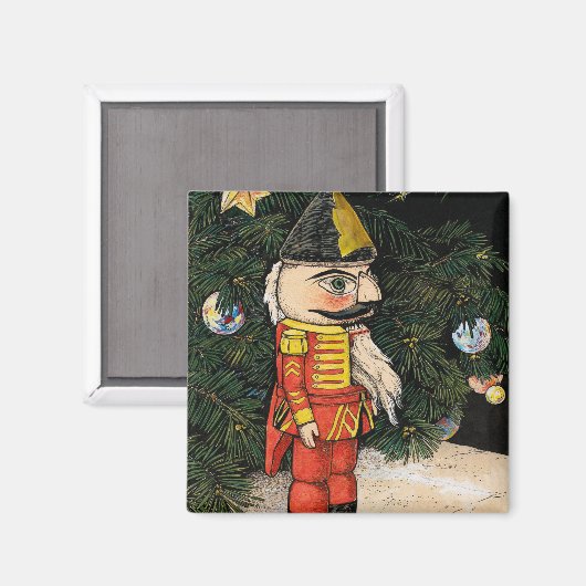 Vintager Nutcracker unter Weihnachtsbaum Magnet (Vorderseite/Rückseite)