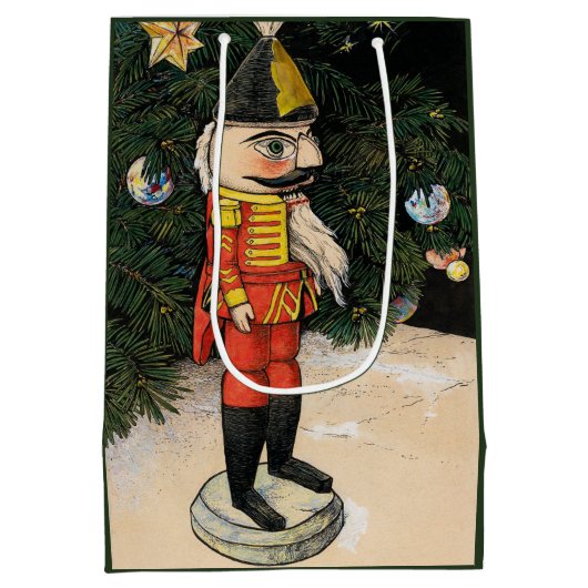 Vintager Nutcracker unter Weihnachtsbaum Mittlere Geschenktüte (Rückseite)