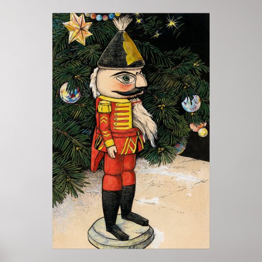 Vintager Nutcracker unter Weihnachtsbaum Poster (Vorne)