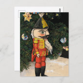 Vintager Nutcracker unter Weihnachtsbaum Postkarte (Vorne/Hinten)