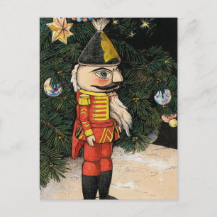 Vintager Nutcracker unter Weihnachtsbaum Postkarte