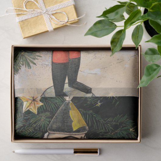 Vintager Nutcracker unter Weihnachtsbaum Seidenpapier (Geschenk)