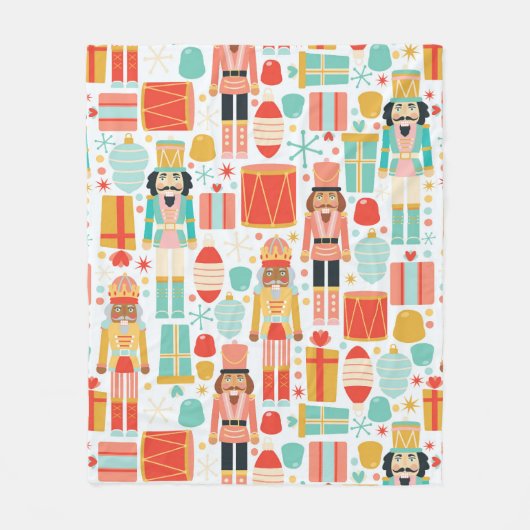 Vintager Nutcracker Weihnachten Nahtloses Muster Fleecedecke (Vorderseite)