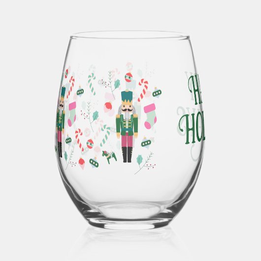 Vintager Nutcracker Weihnachtsfeiertag Weinglas Ohne Stiel (Vorderseite)
