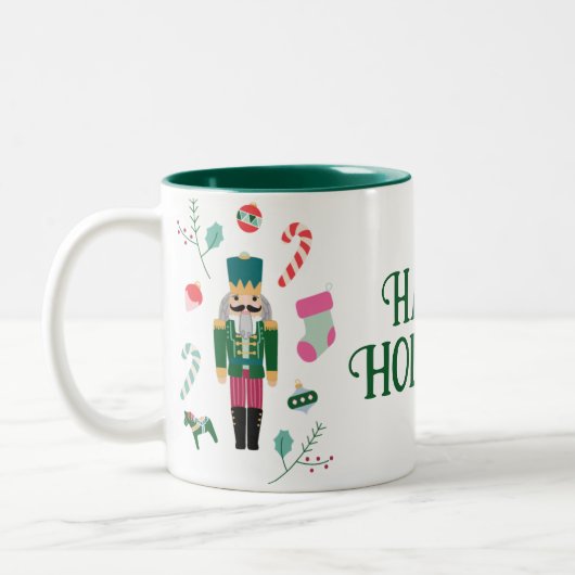 Vintager Nutcracker Weihnachtsfeiertag Zweifarbige Tasse (Links)