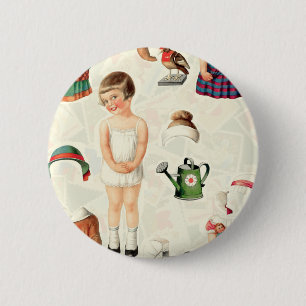 VINTAGER OBERSTER PAPIERpuppenSWEETIE Button