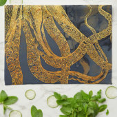 Vintager Octopus an der Küste Geschirrtuch (Gefaltet)