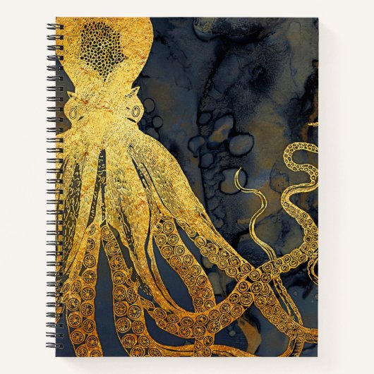 Vintager Octopus an der Küste Notizblock (Vorderseite)