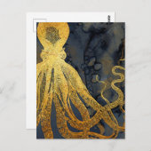Vintager Octopus an der Küste Postkarte (Vorne/Hinten)