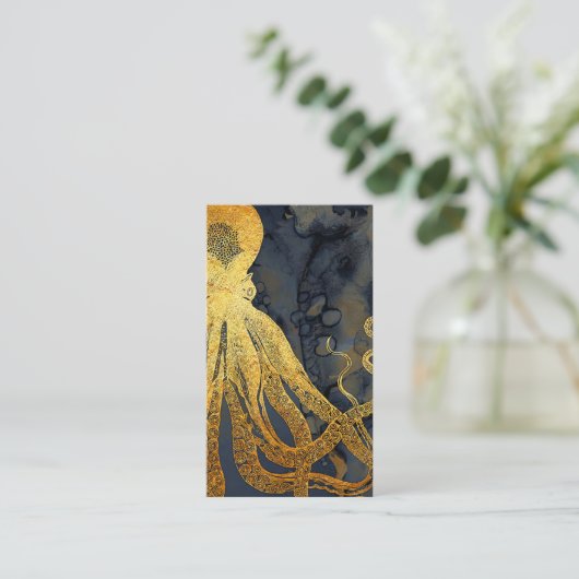 Vintager Octopus an der Küste Visitenkarte (Stehend Vorderseite)