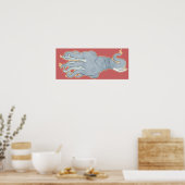 Vintager Octopus-Elefant Poster (Küche)