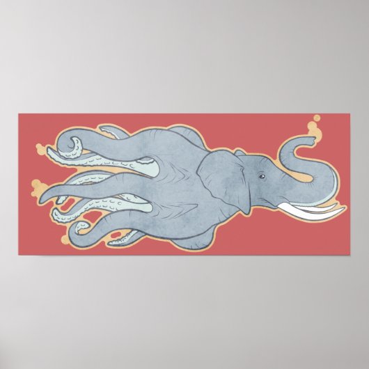 Vintager Octopus-Elefant Poster (Vorne)