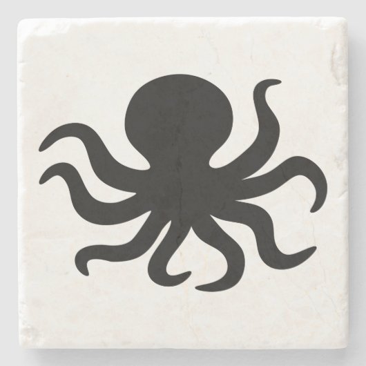 Vintager Octopus Illustrationsstein Steinuntersetzer (Vorderseite)