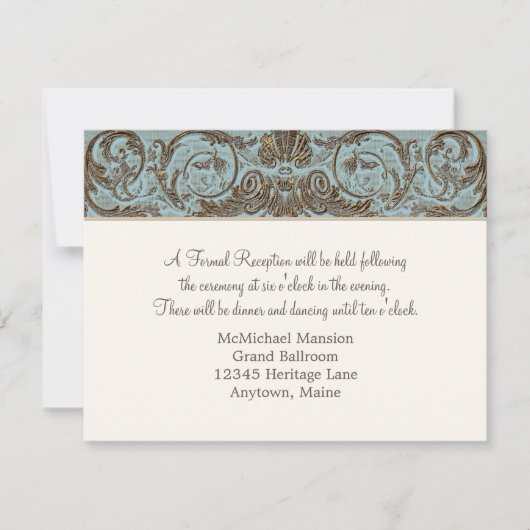 Vintager offizieller Empfang, französischer Goldra Einladung (Vorderseite)