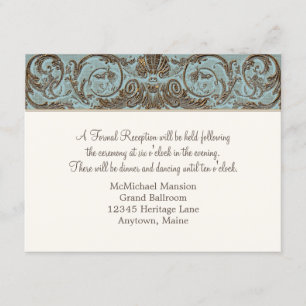 Vintager offizieller Empfang, französischer Goldra Einladung