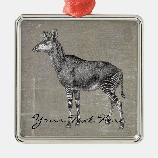 Vintager Okapi Silbernes Ornament (Vorne)