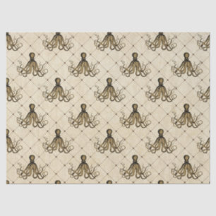 Vintager Oktopus auf Cream-Decoupage Seidenpapier