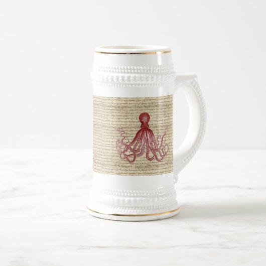 Vintager Oktopus Bierglas (VorderseiteRechts)