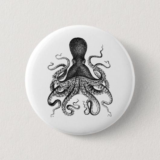 Vintager Oktopus Button (Vorderseite)