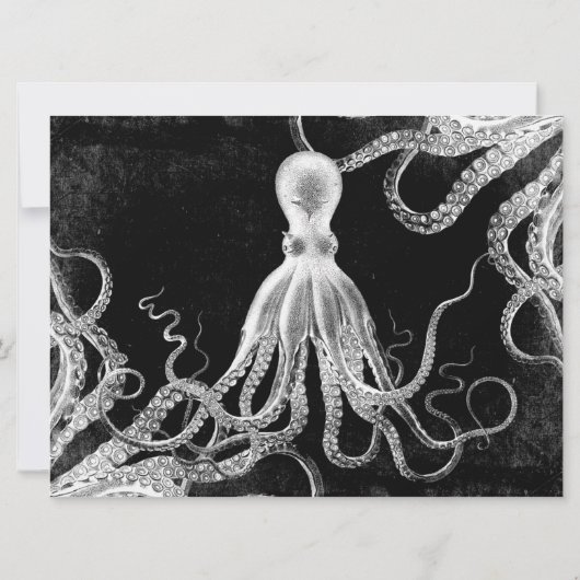 Vintager Oktopus Einladung (Rückseite)
