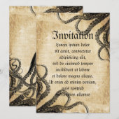 Vintager Oktopus Einladung (Vorne/Hinten)