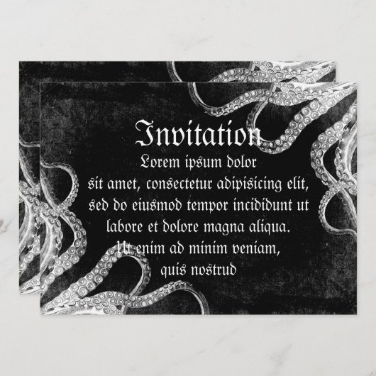 Vintager Oktopus Einladung (Vorne/Hinten)