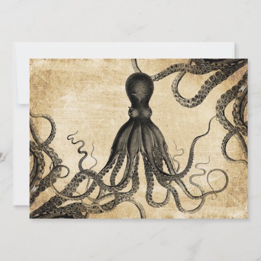 Vintager Oktopus Einladung (Rückseite)