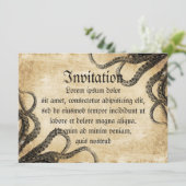 Vintager Oktopus Einladung (Stehend Vorderseite)