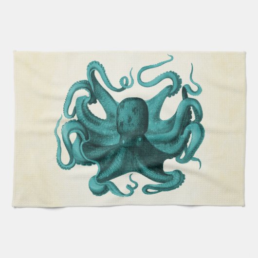 Vintager Oktopus Geschirrtuch (Horizontal)