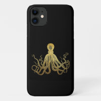 Vintager Oktopus Gold Schwarze Tinte Küste Nautic