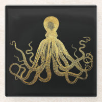 Vintager Oktopus Gold Schwarze Tinte Küste Nautic