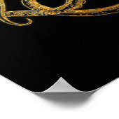 Vintager Oktopus Gold Schwarze Tinte Küste Nautic Poster (Ecke)