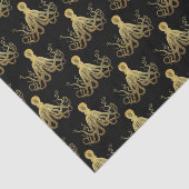 Vintager Oktopus Gold Schwarze Tinte Küste Nautic Seidenpapier (Ausschnitt)
