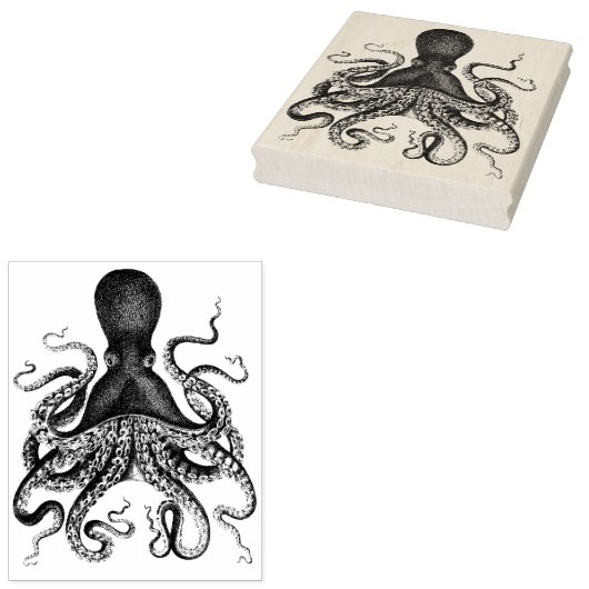 Vintager Oktopus Gummistempel (Stempel)